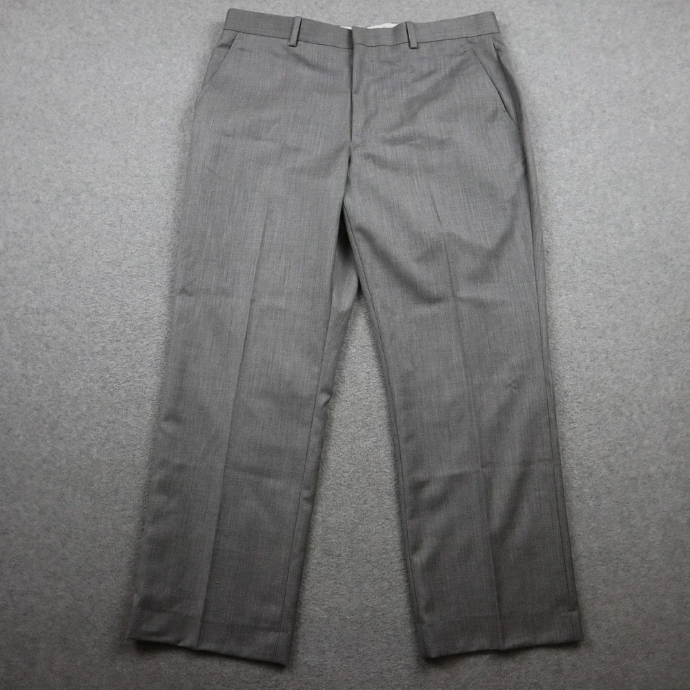 Perry Ellis Portfolio Dress Pants Mens 33x30 Modern Fit Grey Herringbone Pants